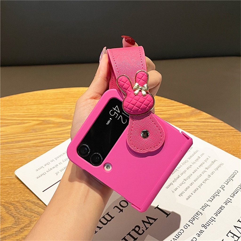 Ốp Điện Thoại Hình Thỏ 3D Dễ Thương Có Dây Đeo Cổ Tay Cho Galaxy Z Flip3 5G Z Flip3 Zflip3 Flip4 Zflip4