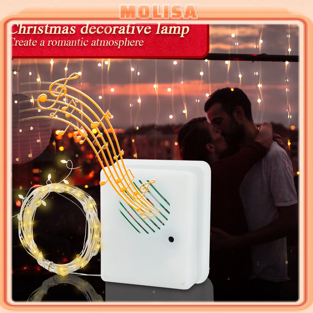 Loa Nhạc Cảm Biến Âm Thanh Giáng Sinh Đèn Dây 3M/9,8ft Đèn Trang Trí Đạo Cụ Kích Hoạt Bằng Giọng Nói Bài Hát Giáng Sinh Cảm Biến Âm Thanh Cho Tiệc Giáng Sinh Trang Trí Cây Giáng Sinh Molisa