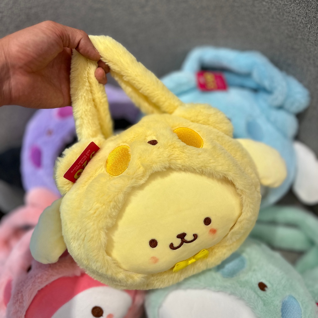 Túi Xách Đeo Vai Nhồi Bông Mềm In Hoạt Hình Kuromi Melody Dễ Thương