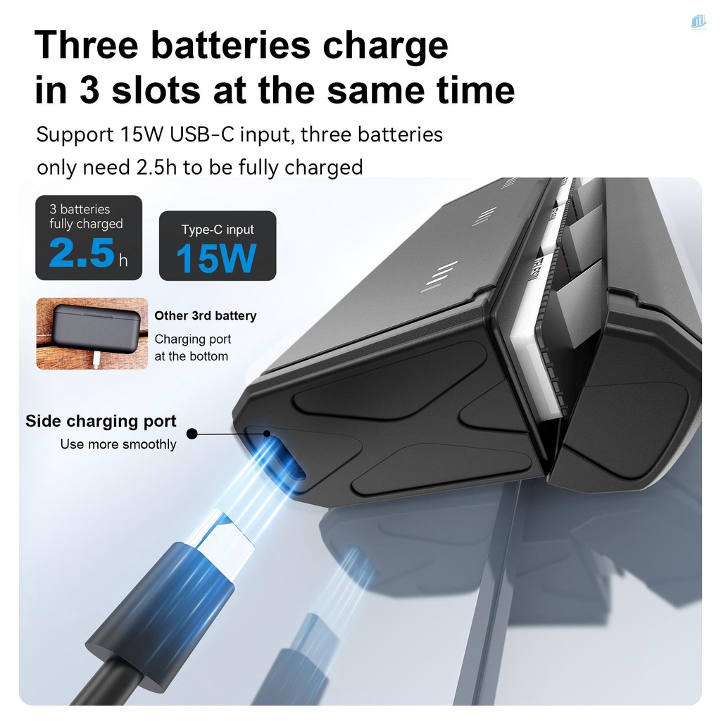 TELESIN Hộp Pin Thông Minh Bằng Nhựa Tel Resin GP-HPK-011 Có 3 Kênh Sạc Pin Cổng USB Và 2 Ngăn Đựng Pin 11 / 1750mAh