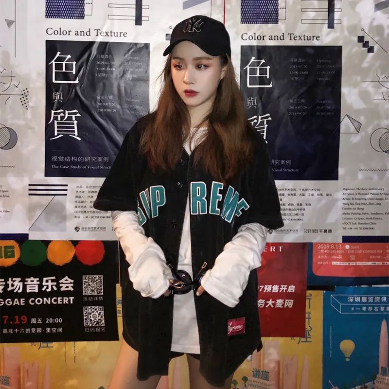 Áo Khoác Bóng Chày Ngắn Tay Thêu Chữ Phong Cách Hàn Quốc Cho Nam Nữ