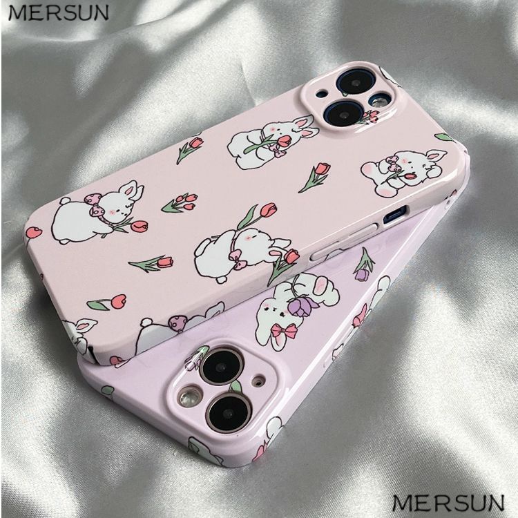 Vỏ Cứng Phim Dán Hoa Tulip111314Ốp Điện Thoại Họa Tiết Thỏ Đáng Yêu Cho Apple Iphone 14Xs