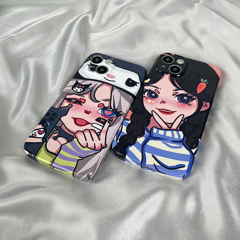 Ốp Điện Thoại Cứng Họa Tiết Cô Gái Dễ Thương Cho Iphone xr14pro xs 13 81211 max 7 6Ts