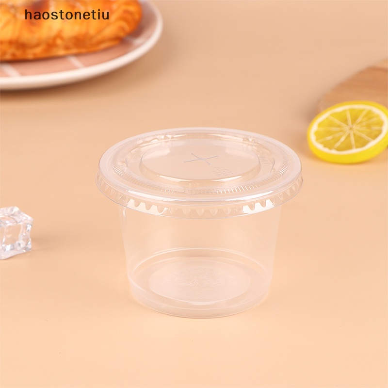 Bộ 50 Cốc Đựng Kem / Bánh Pudding Bằng Nhựa Có Nắp Đậy 250 / 300ML