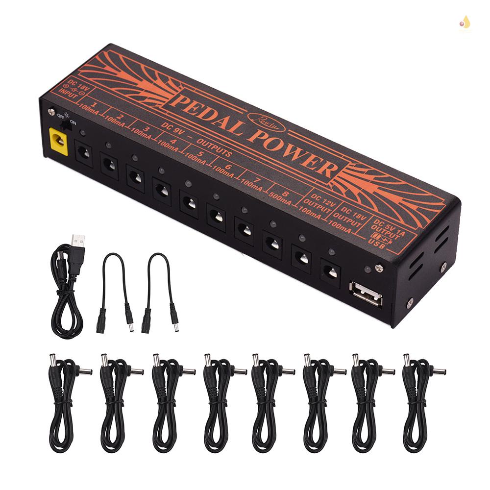 Bộ Cung Cấp Nguồn Điện Phơ Đàn Guitar 10 Cổng Ra DC 9V 12V 18V Với Đầu Ra USB 5V