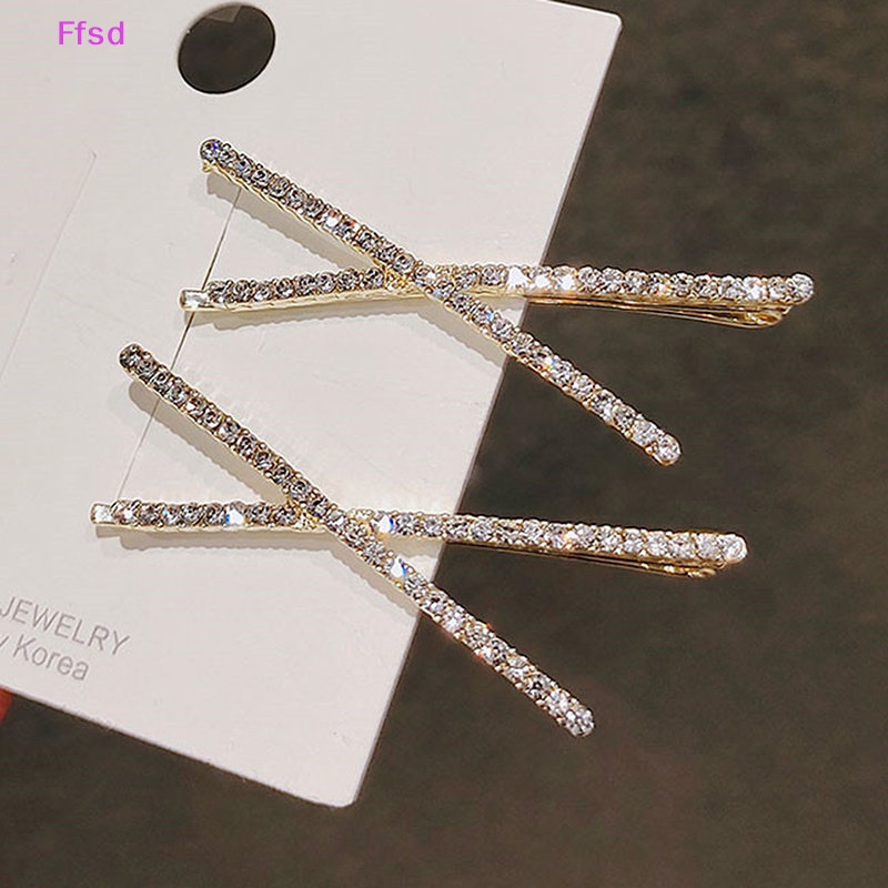 Bộ 2 Kẹp Tóc Chữ X Đính Đá Pha Lê Đơn Giản