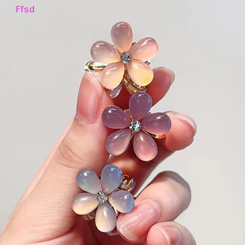{Ffsd} Bộ 5 Kẹp Tóc Hai Mặt Hình Hoa Pha Lê Bằng Hợp Kim Đính Đá Ngọt Ngào Phụ Kiện Tạo Kiểu Tóc Cho Bé Gái * Bán Chạy