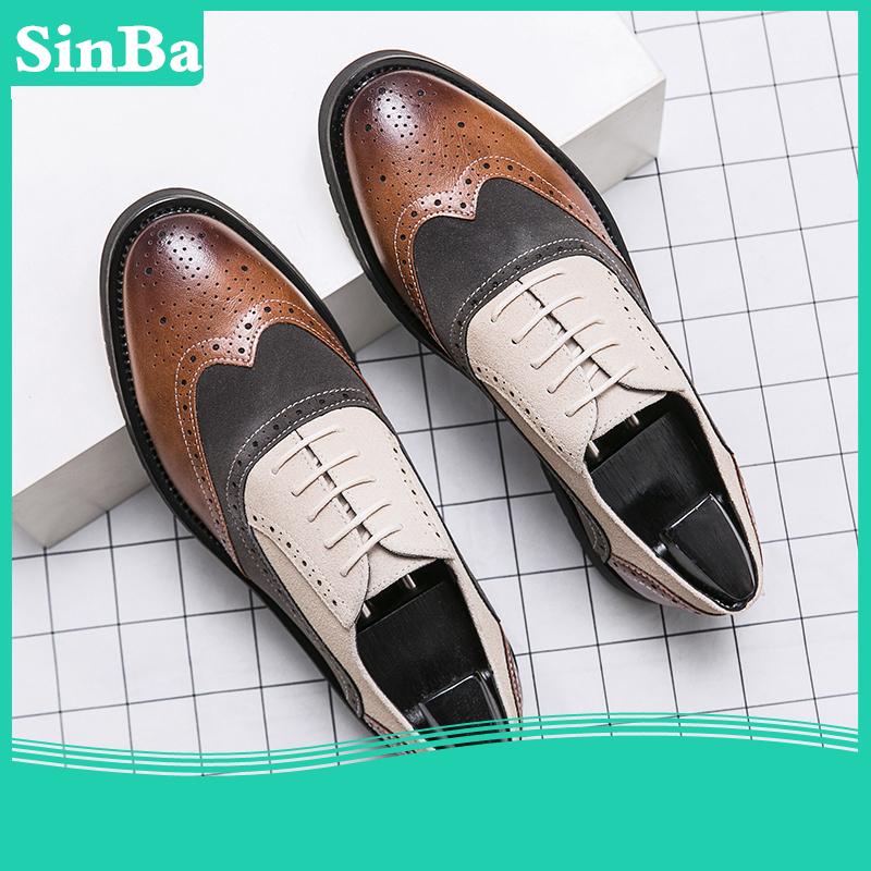 Giày Da Oxford Thắt Dây Thoáng Khí Thời Trang Công Sở Cho Nam