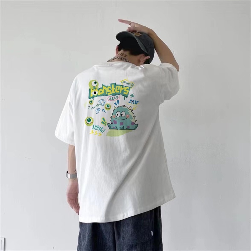 Áo Thun n88- Áo Thun cotton Tay Ngắn Trễ Vai In Hình Quái Vật Nhỏ Phong Cách Cổ Điển Đơn Giản Cho Nam Và Nữ Dzrehyersfhd