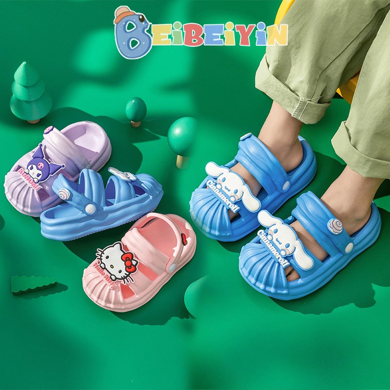 Dép Sandal Chống Trượt Họa Tiết Hello Kitty / Chó Yugui / Ếch Mắt To Dễ Thương Cho Bé