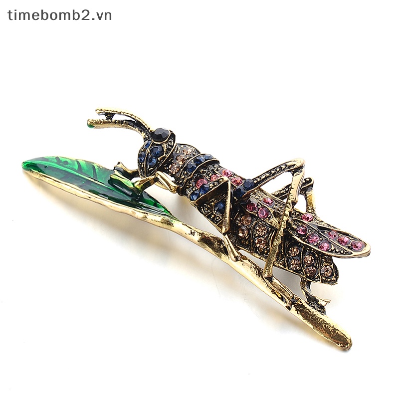 {Timebomb} Trâm Cài Áo Sweater Hình Côn Trùng Tráng Men Đính Kim Cương Vintage.