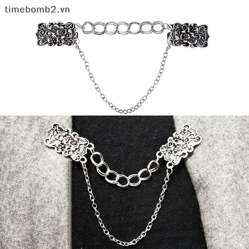 {Timebomb} Trâm Cài Áo Sweater / Khăn Choàng Hình Hoa Phối Dây Xích Làm Quà Tặng Cho Nữ
