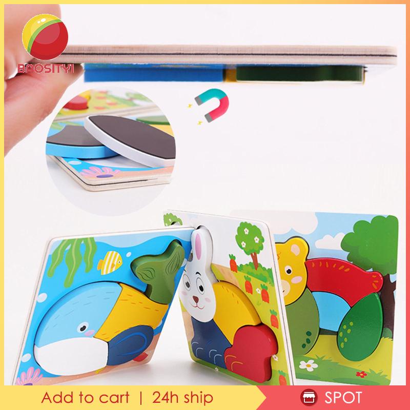 [Baosity1] Đồ Chơi Lắp Ghép Khối Gỗ 3D Hình Động Vật Nhiều Màu Sắc