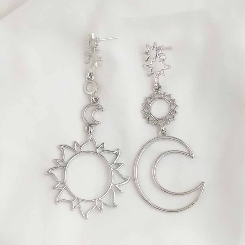 Ygt Khuyên Tai Thả Hình Mặt Trời Mặt Trăng Ngôi Sao Rỗng Không Đối Xứng Phong Cách Gothic Hàn Quốc Thời Trang Cho Nữ