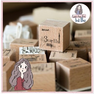 Con dấu gỗ dùng để trang trí junkjournal cổ điển DiY