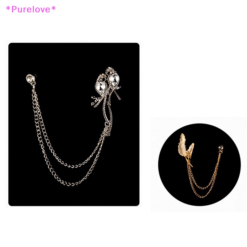 Ghim Cài Áo Hình Chiếc Lá Phối Tua Rua Đính Đá Pha Lê Thời Trang Cho Nam Và Nữ Mới