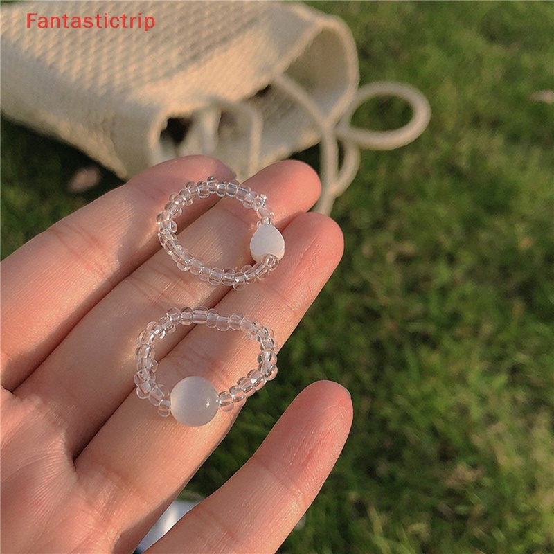 Bộ 2 Nhẫn Đính Đá Opal Hình Trái Tim Phong Cách Bohemian Thời Trang Cho Nữ