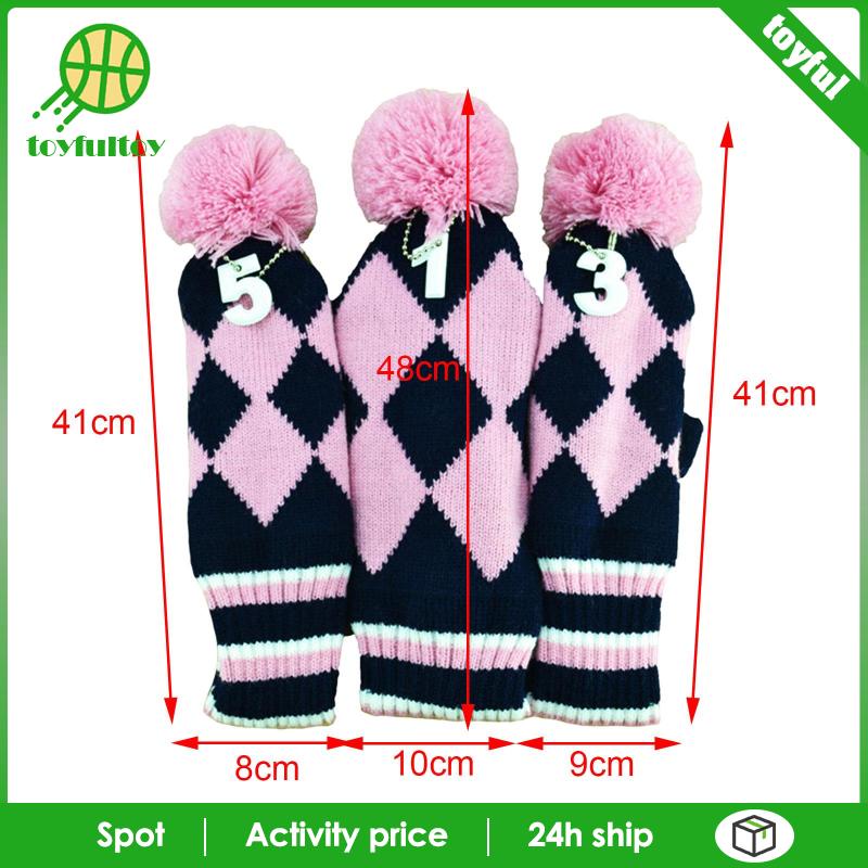 Bộ 3 Vỏ Bọc Đầu Gậy Đánh Golf Dệt Kim Thủ Công 3 5