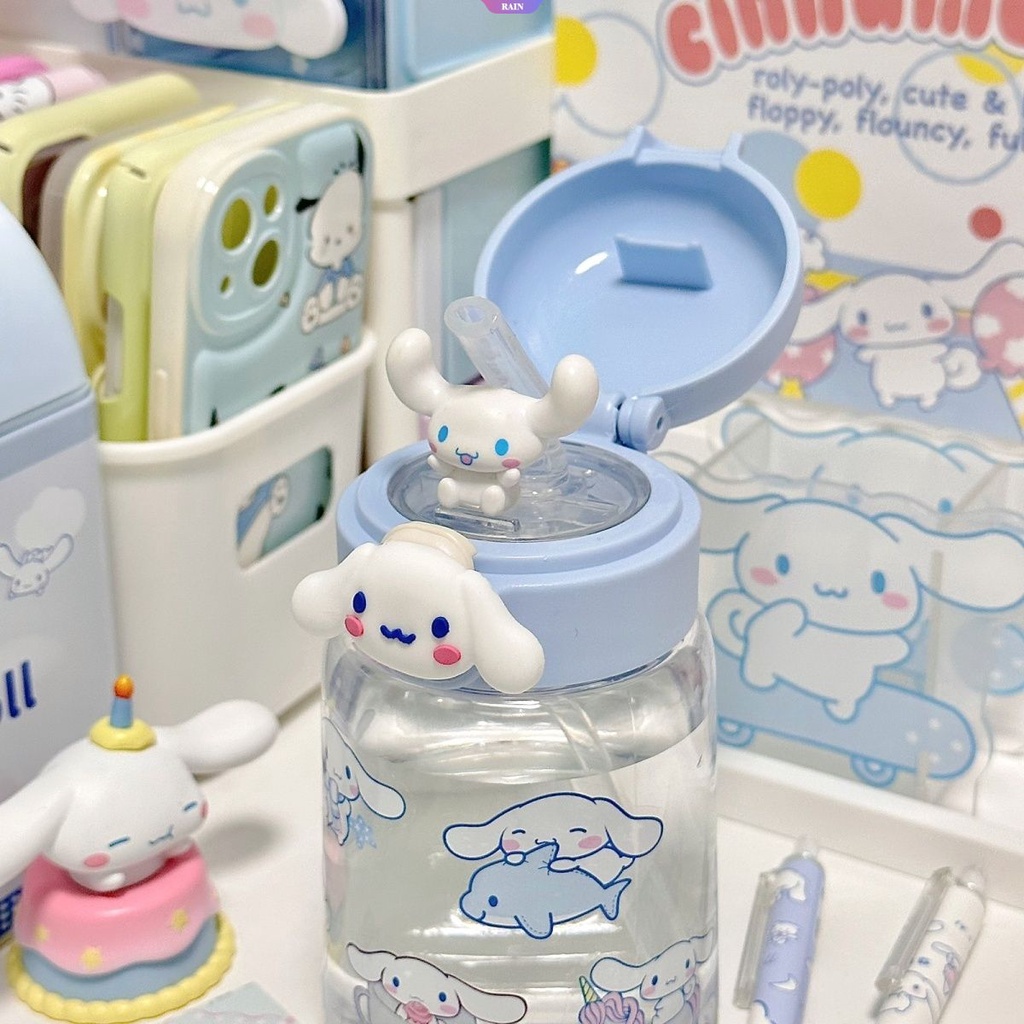 Bình Nước 400ML Sanrio Kuromi Cinnamoroll My Melody Bằng Nhựa Dạng Lò Xo Có Ống Hút In Họa Tiết Hoạt Hình Dễ Thương Nhỏ Gọn Cho Trẻ Em