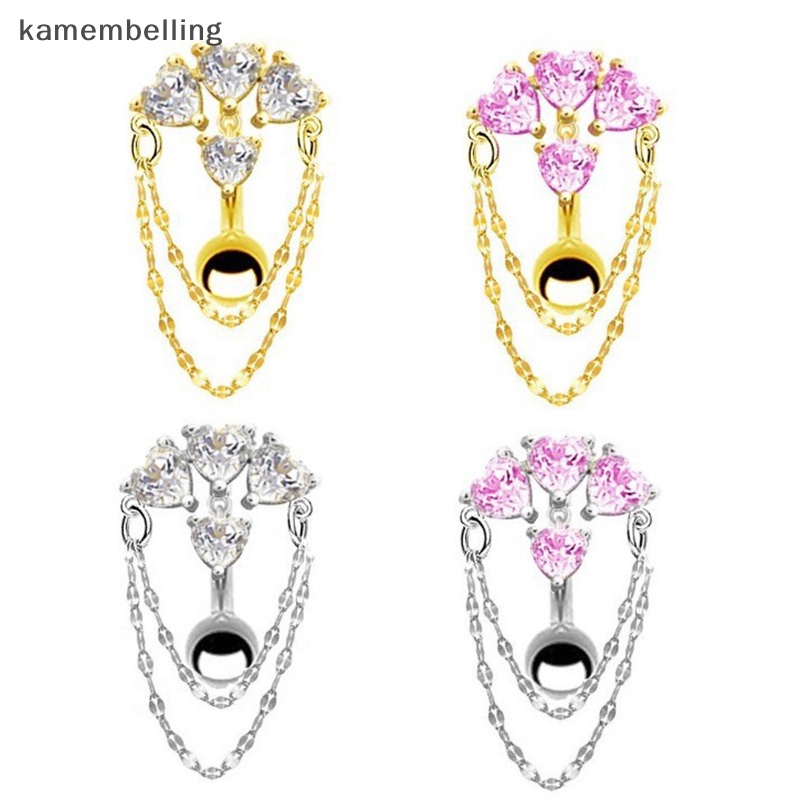 Kamembelling Khuyên Rốn Thép Không Gỉ Hình Trái Tim Đính Đá Zircon Quyến Rũ