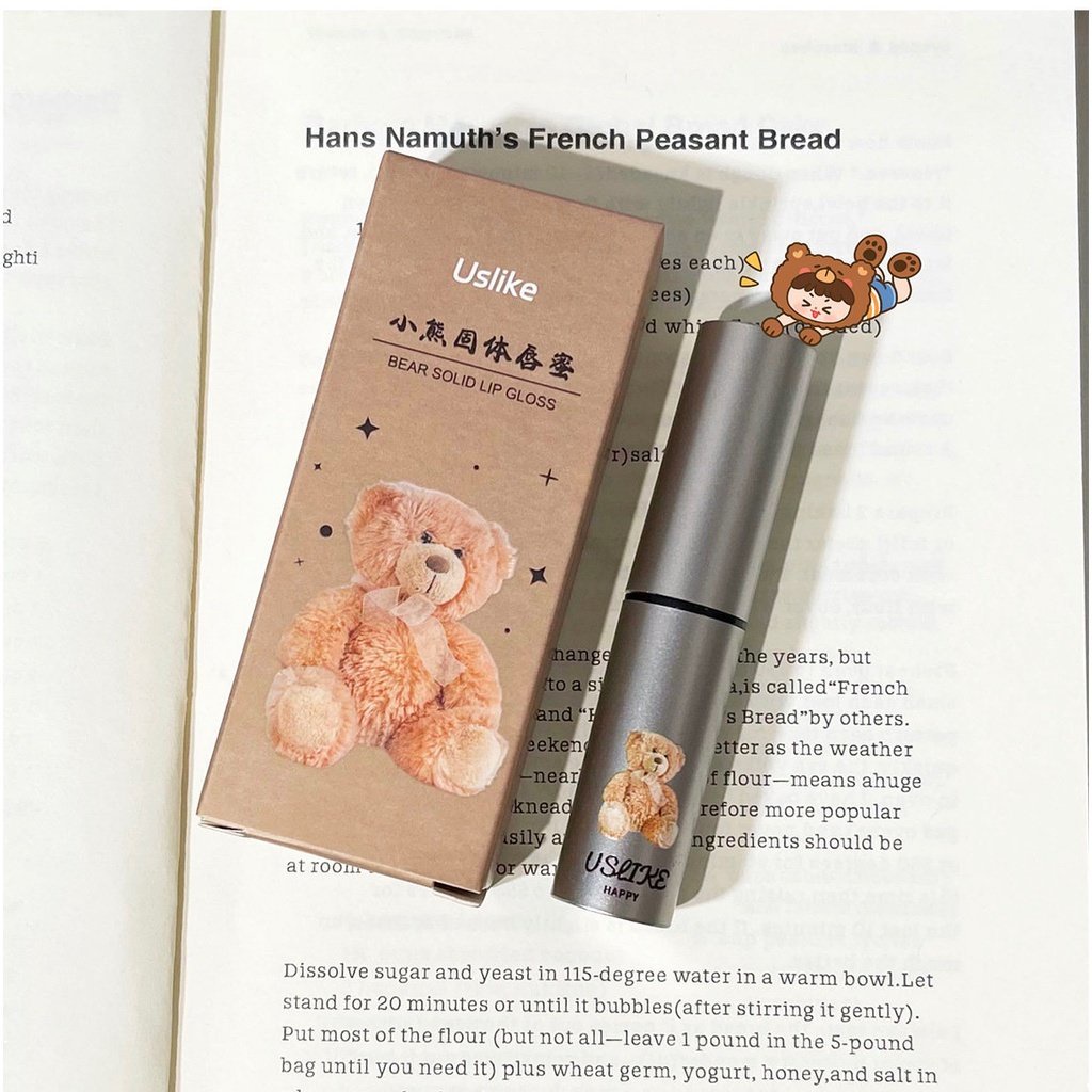 Son Môi Dưỡng Ẩm Chống Nước 6 Màu Sắc Tùy Chọn Thiết Kế Vỏ Hình Gấu Nhỏ Dễ Thương