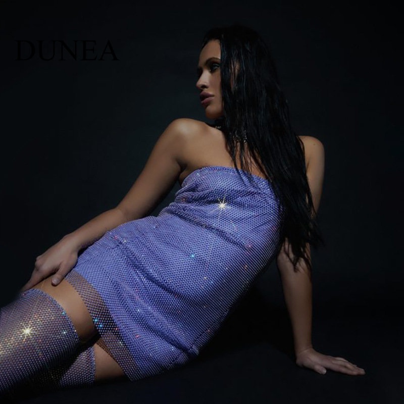 DUNEA Đầm Trễ Vai Đính Kim Tuyến Lấp Lánh Quyến Rũ Thời Trang Cho Nữ