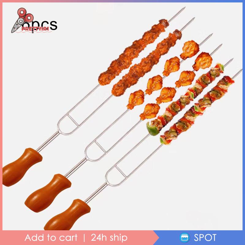 1 [Prettyia] 6 Xiên Nướng BBQ Cắm Trại Tiệc Tùng