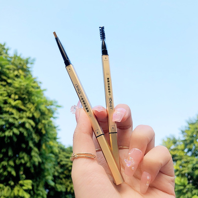 Bút Vẽ Lông Mày Dạng Vặn Ngòi Tam Giác Siêu Mịn Kháng Nước Không Phai Màu Kèm Đũa Vàng Thời Trang