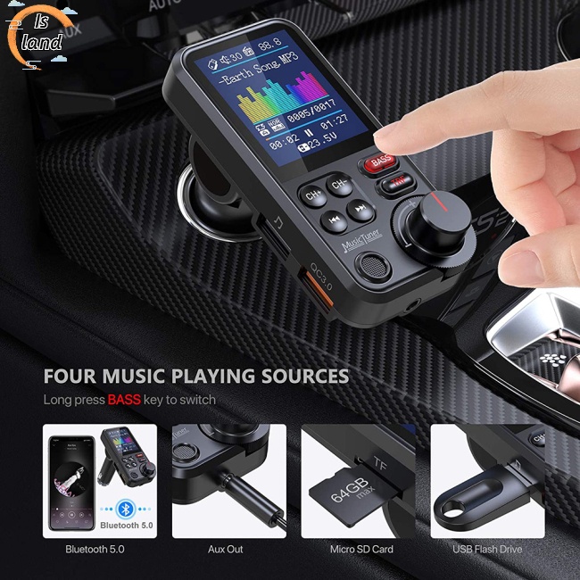 Máy Nghe Nhạc Mp3 Bluetooth Không Dây Hỗ Trợ Fm / Aux Qc3.0 Rảnh Tay Cho Xe Hơi Bt93
