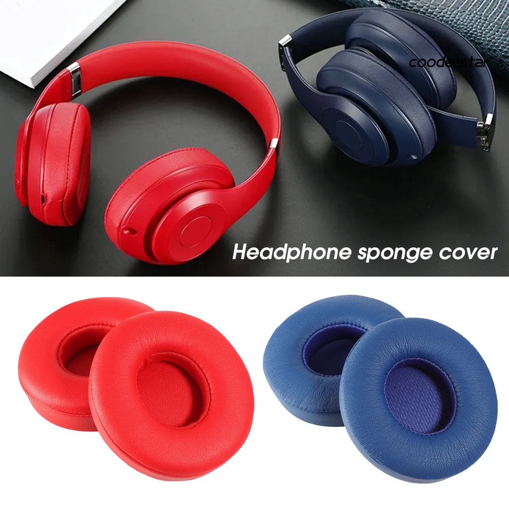 1 Cặp Đệm Tai Nghe Bluetooth Bằng Xốp Mềm Đàn Hồi Thoáng Khí Màu Trơn Dành Cho Beats SOLO2 / SOLO3