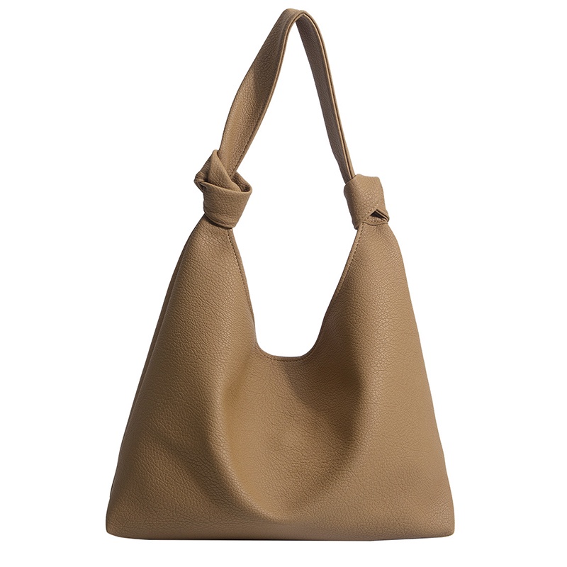 Túi Tote Da Mềm Cỡ Lớn Màu Nâu Phong Cách Retro Đơn Giản Cho Nữ