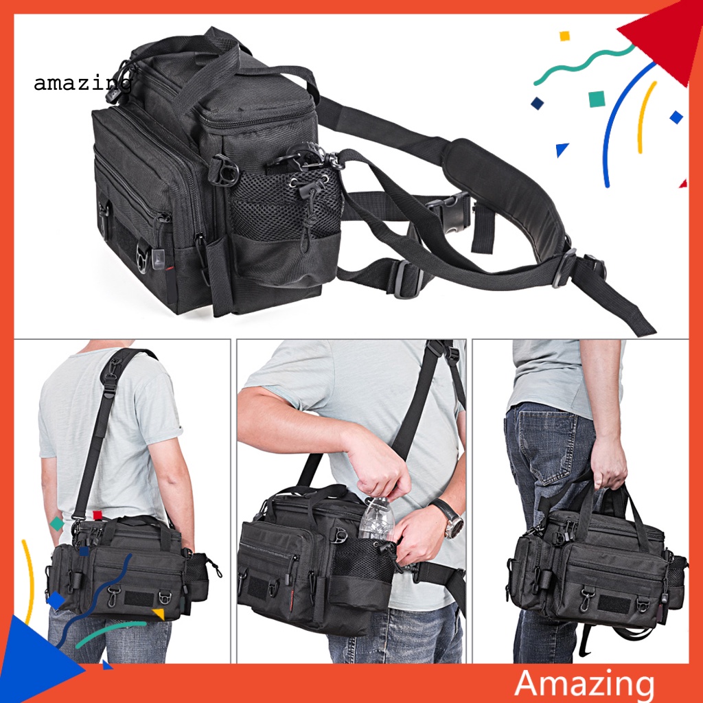 Túi Đựng Dụng Cụ Câu Cá Đeo Vai / Cần Câu Cá Bằng Nilon Cỡ Lớn Đa Năng Chống Thấm Nước Có Khóa Kéo Tùy Chỉnh Tiện Dụng