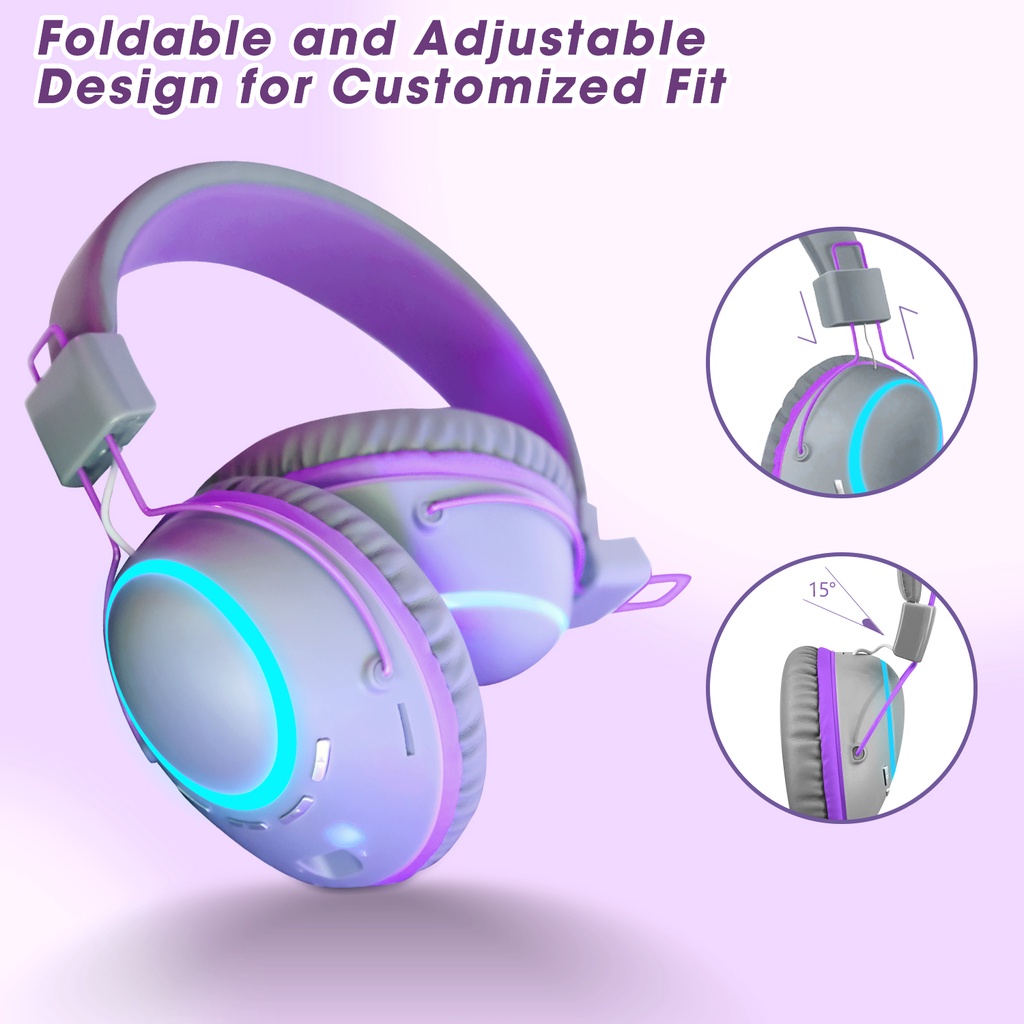 Tai Nghe Chụp Tai AKZ-B56 Kết Nối Bluetooth Không Dây Phát Sáng Hỗ Trợ Thẻ Nhớ TF