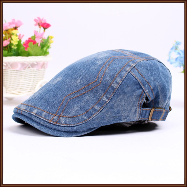 Mũ Beret Denim Thêu Họa Tiết Đơn Giản Thời Trang Cho Nữ