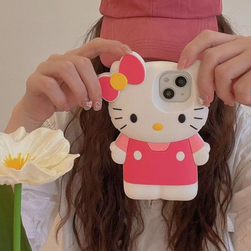 Ốp Điện Thoại Silicon Hình Mèo Kitty 3D Cho iPhone 14 Pro Max 13Pro Max Plus 14 13 11 Pro Max 8 7 6 6s Plus SE 2020 2022