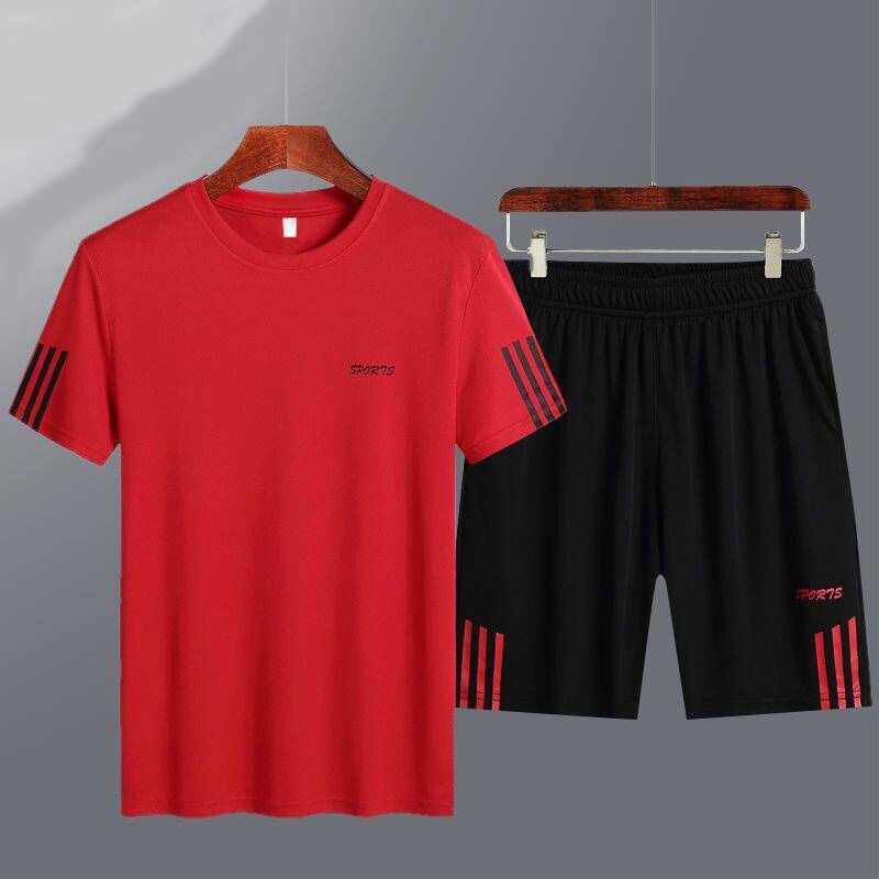 DICHUANGZHE Set Đồ Thể Thao 2 Món Ngắn Tay Thoáng Khí Nhanh Khô Thời Trang Mùa Hè Cho Nam