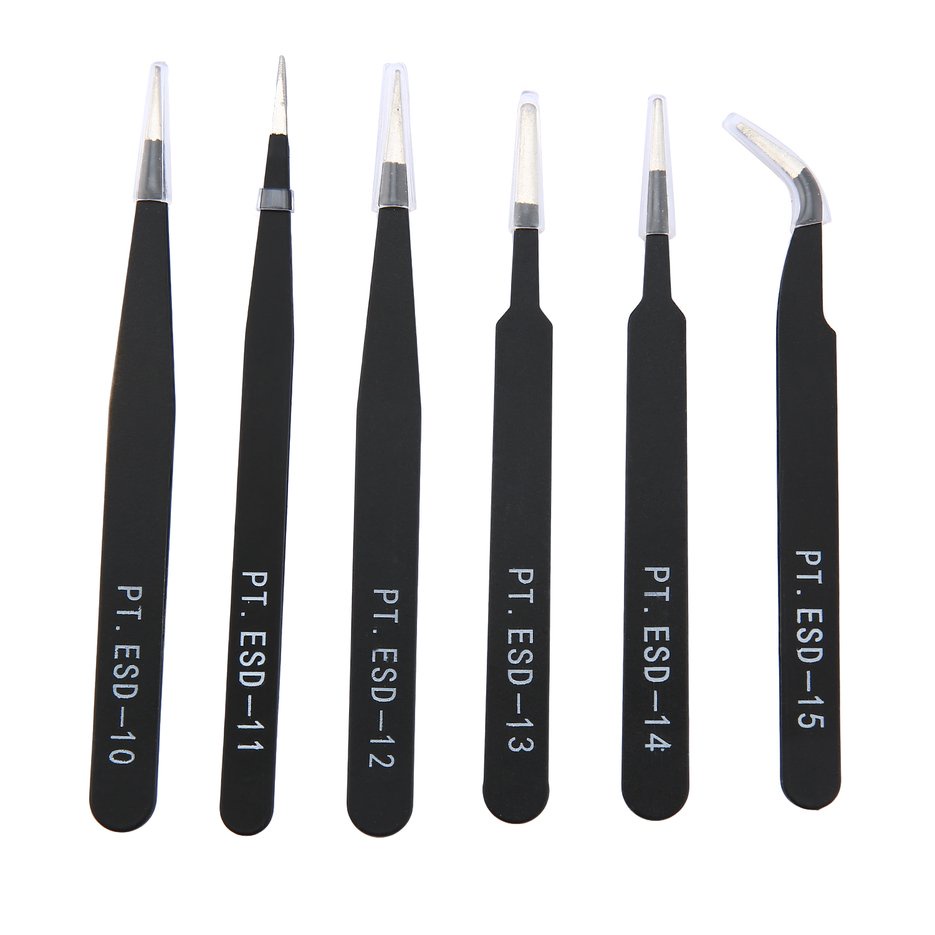6pcs/set Resists Corrosion Anti-static Tweezers For Repairing Electronic Tools