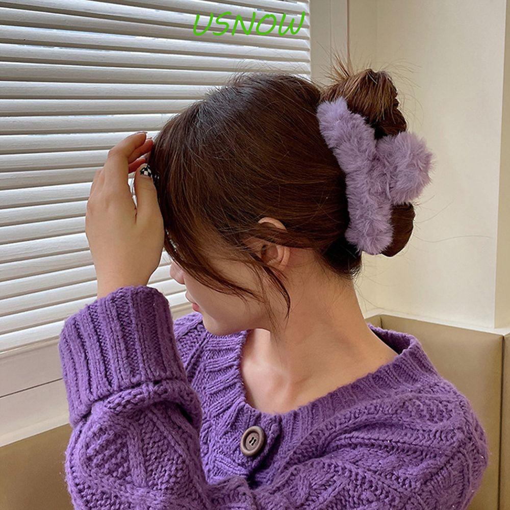 Kẹp Tóc Càng Cua Bằng Lông Nhung Thời Trang Thu Đông Cho Nữ