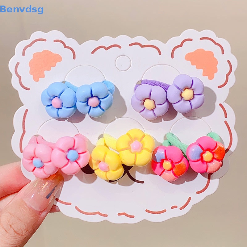 Bộ 10 Dây Cột Tóc Cao Su Co Giãn Thiết Kế Dễ Thương Cho Bé Gái