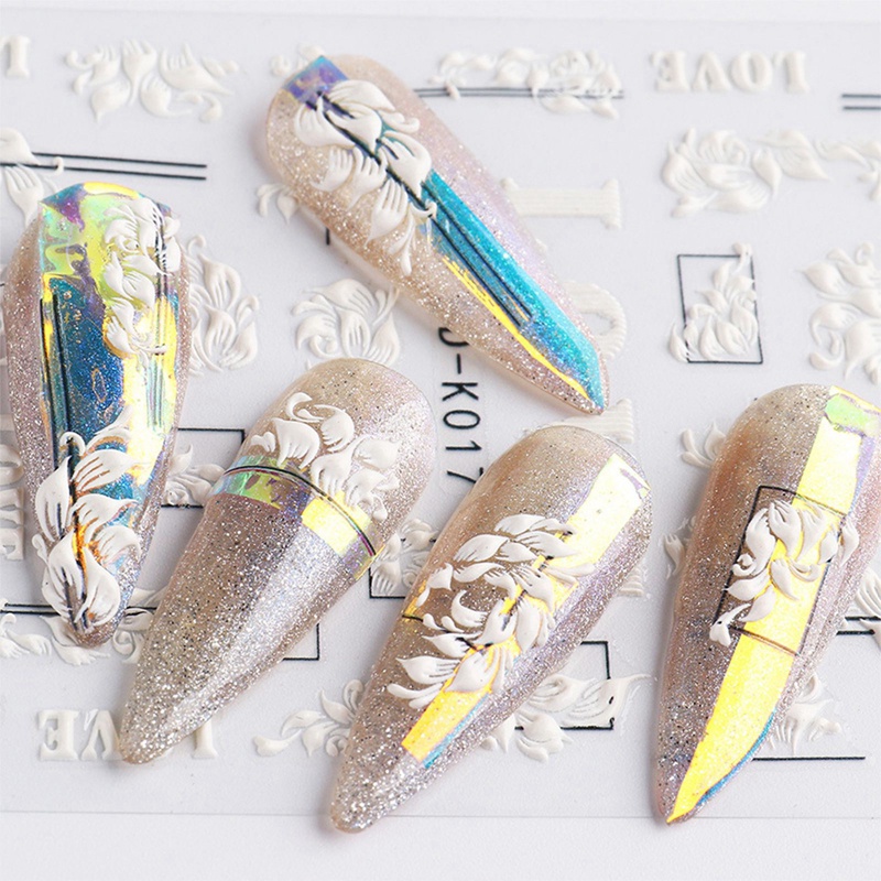 Miếng Dán Trang Trí Móng Tay 5d Họa Tiết Hoa Bướm Thời Trang