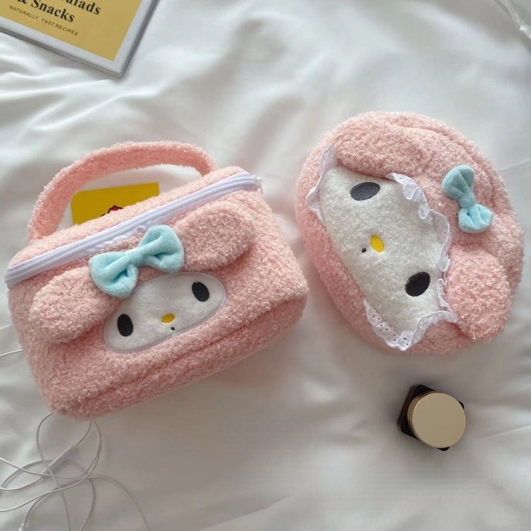 SANRIO Túi Đựng Bút Chì / Mỹ Phẩm Hình Melody Nhồi Bông Dễ Thương Cho Học Sinh Ốp
