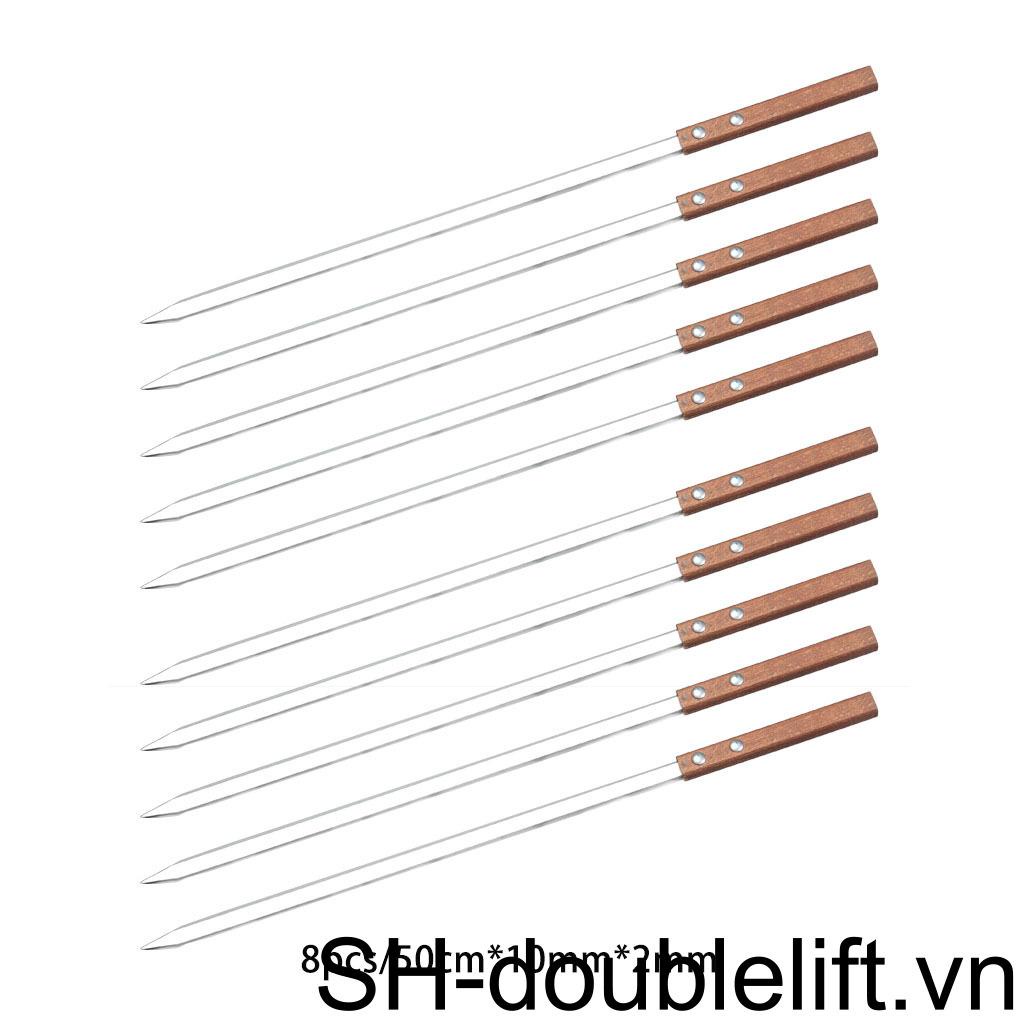 Set 8 Xiên Nướng BBQ Với Tay Cầm Bằng Gỗ Cách Nhiệt Chống Trượt Tiện Dụng