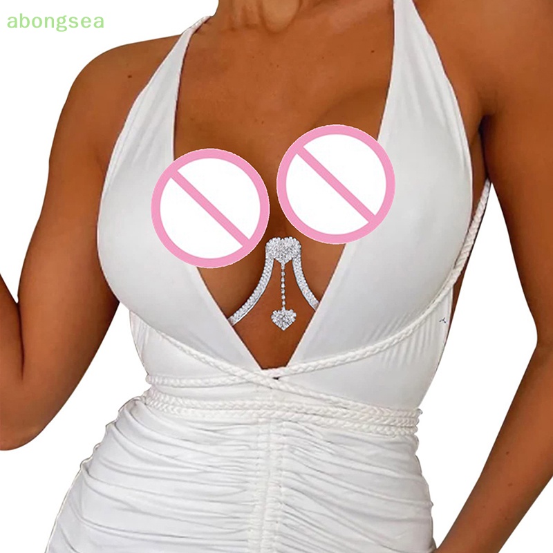 Abongsea Dây Xích Đeo Áo Ngực Đính Đá Hình Trái Tim Gợi Cảm Hỗ Trợ Ngực Cho Nữ Đi Tiệc Bikini