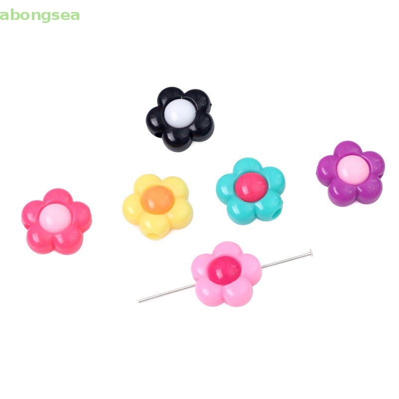 Set 20 / 40 Hạt Xỏ Lỗ Hình Hoa Nhiều Màu Sắc Dùng Để Làm Đồ Trang Sức Thủ Công