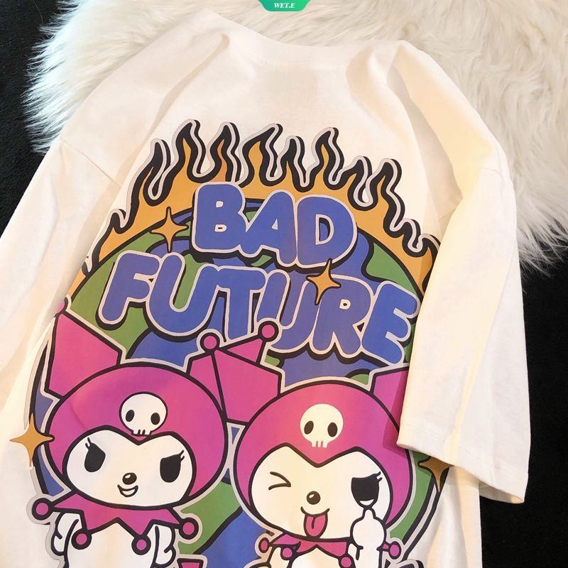 Áo Thun Tay Ngắn In Hoạt Hình Sanrio Kuromi Thời Trang Mùa Hè 2023 Cho Nữ