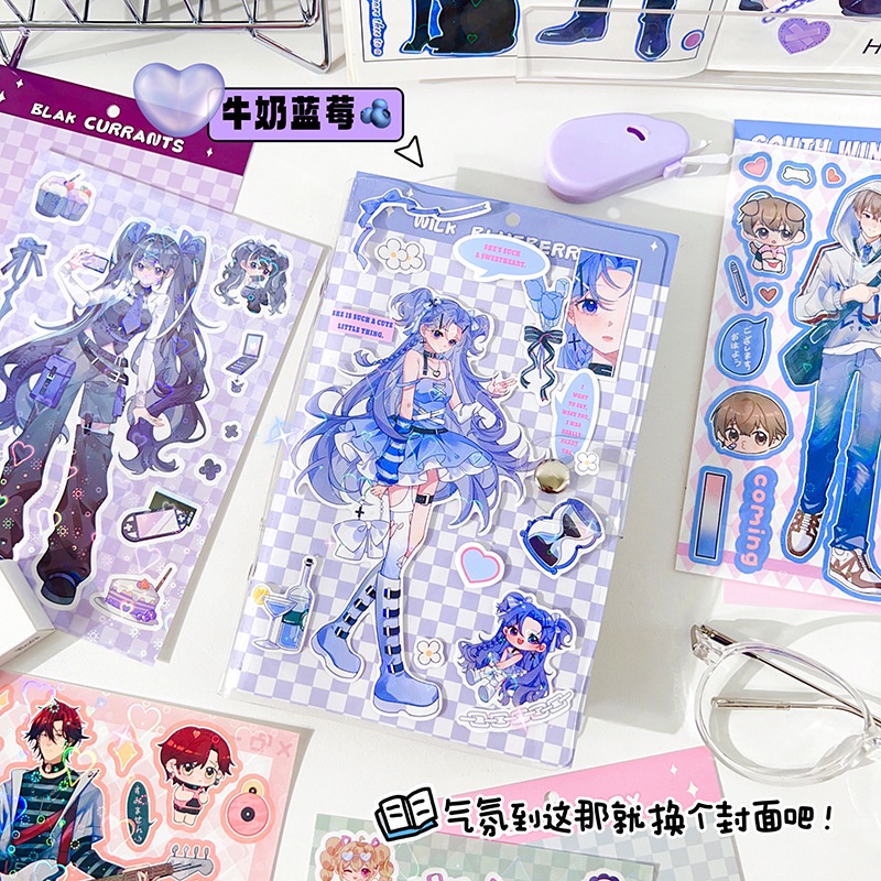 Hình Dán Nhân Vật Cô Gái Anime Ngọt Ngào Phong Cách Hàn Quốc SS566