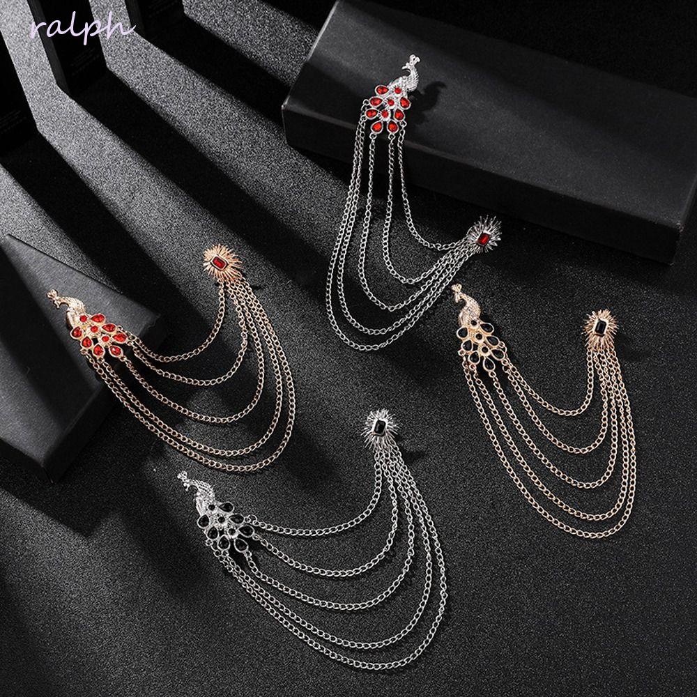 Ghim Cài Áo Hình Chim Công Đính Đá Phối Tua Rua Sang Trọng Cho Nam|Phụ Kiện Quần Áo Chất Lượng Cao