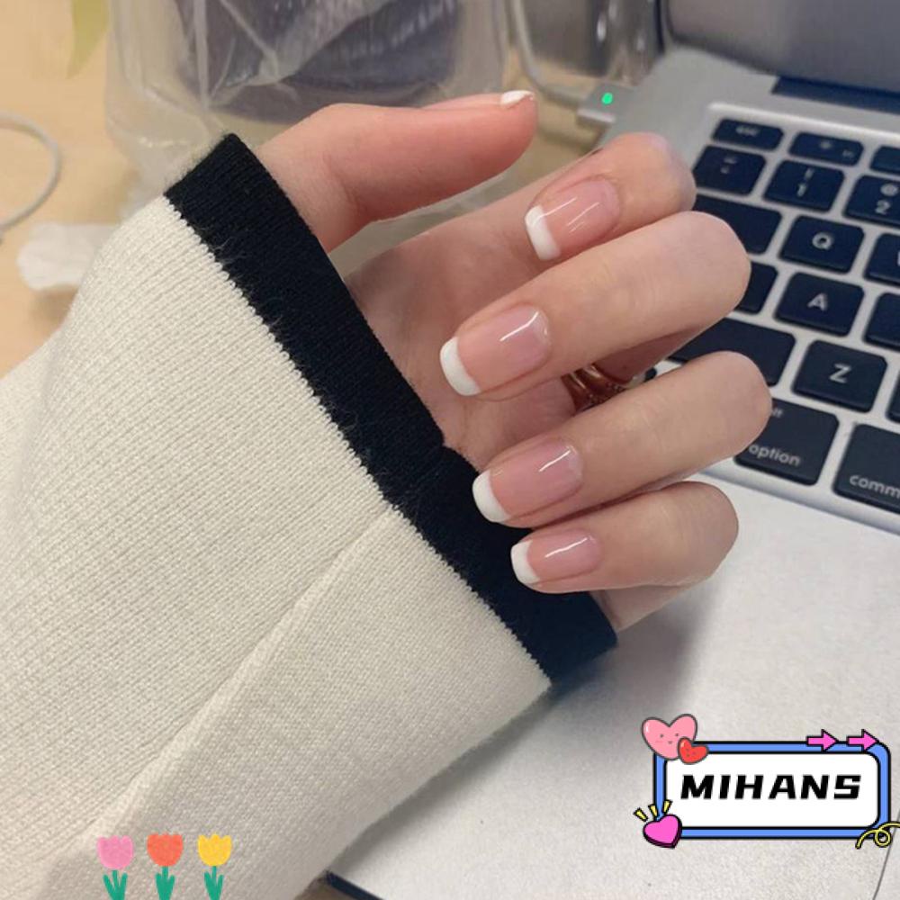 Bộ 24 Móng Tay Giả Ngắn Che Phủ Toàn Diện Phong Cách Pháp Thời Trang