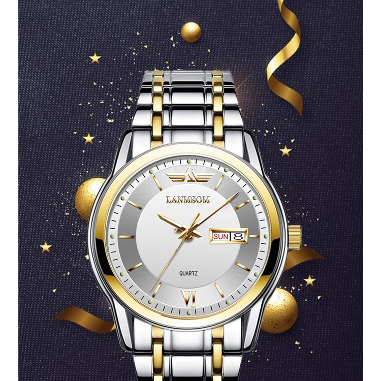 Đồng Hồ Thạch Anh Siêu Mỏng Chống Thấm Nước Có Lịch Thời Trang Cho Nam