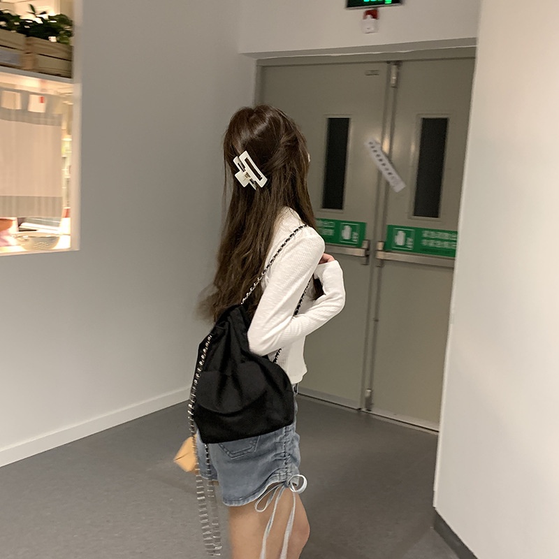 Ba Lô Rút Dây Lụa Sức Chứa Lớn Phong Cách Hàn Quốc Cho Nữ